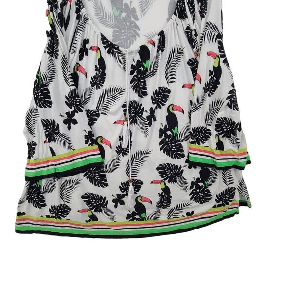 Ruby Rd. Large Shirt Toucan 3/4 Kimono Bird Tassel Top Blouse Tropical Cruise 3x - Picture 2 of 8